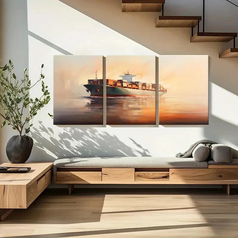 3pcs Maritime Sunset Serenity Vintage Metal Print Ready to Hang Art - Bella Home Decor