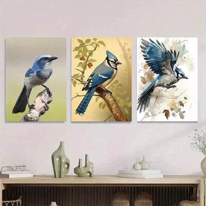 3pcs Beautiful Bird Colorful Bird Paintings Wall Art Set Canvas Unframed - High Quality Print 100% Australian Made Wall Canvas - Bella Home Decor