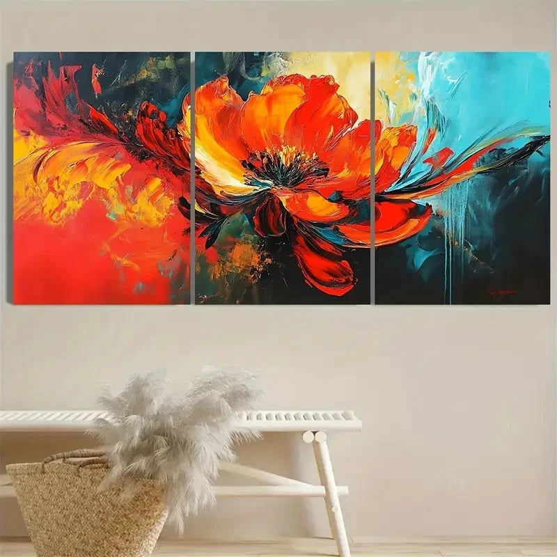 3pcs Flower, Poppy Design with Wooden Frame Wall Art Set Canvas Framed 50x70cm - High Quality Print 100% Australian Made Wall Canvas Ready to Hang - Bella Home Decor