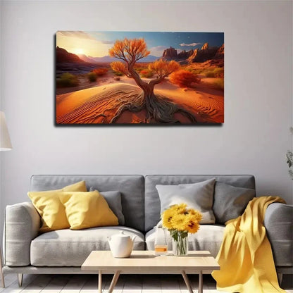 Desert Tree Silhouette Wall Art Canvas Office Home Room Framed 120x60cm