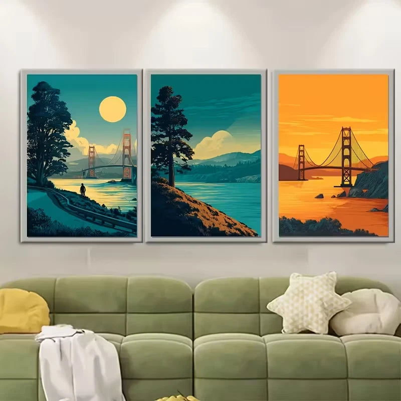 3pcs Golden State Scenic Landscapes Metal Print Ready to Hang Art - Bella Home Decor