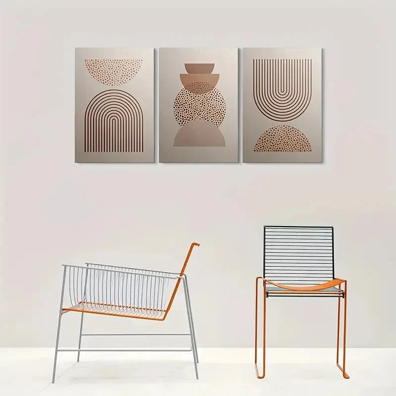 3pcs Abstract Geometric Acrylic Glaze Metal Print Ready to Hang Art - Bella Home Decor