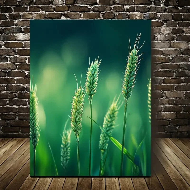 Emerald Green Wheat Grass Vibrant Natural Meadow 40x60cm Metal Print Ready to Hang - Bella Home Decor