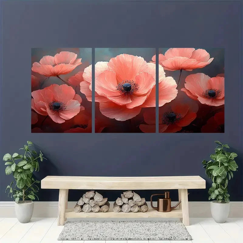 3pcs Pink Flower Nature Beauty Perfect Wall Art Set Canvas Framed 40x60cm - High Quality Print 100% Australian Made Wall Canvas Ready to Hang - Bella Home Decor
