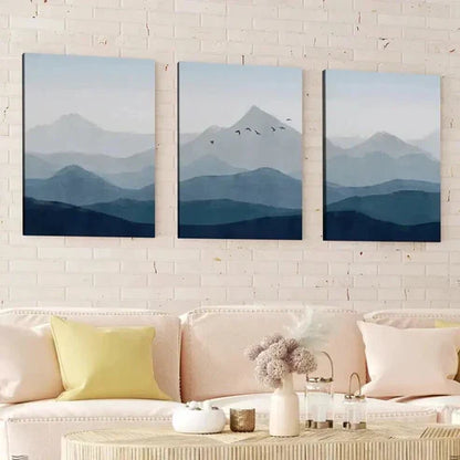 3pcs Abstract Nature Landscape Mountain Birds Wall Art Canvas Unframed - High Quality Print 100% Australian Made Wall Canvas - Bella Home Decor