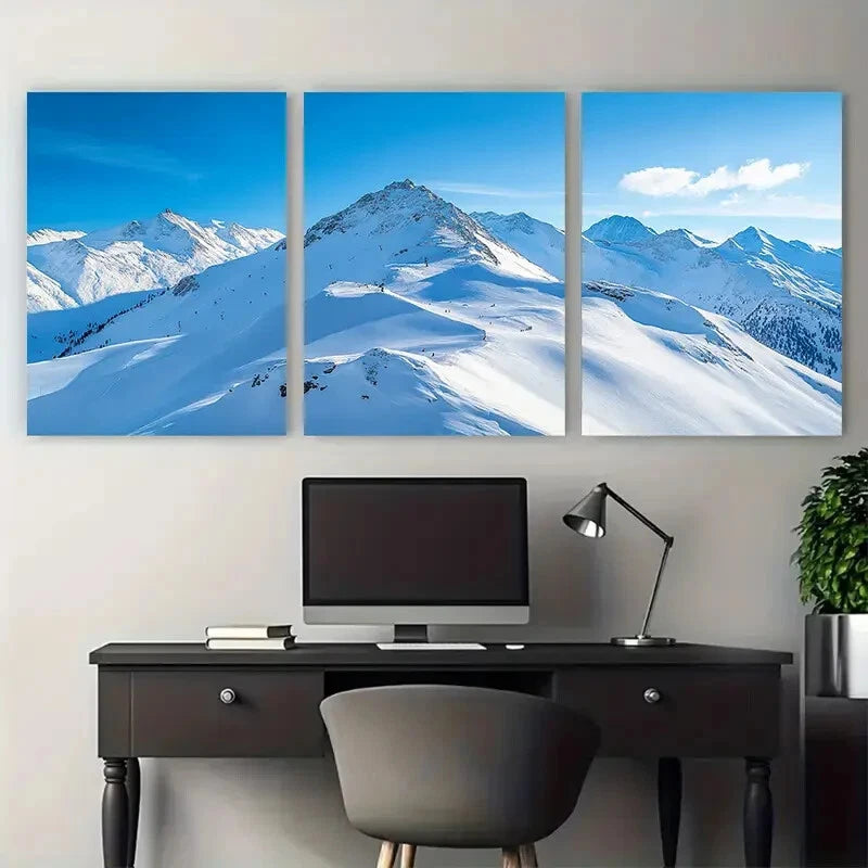 3pcs Solden Alps Gaislachkogl Peak Metal Print Ready to Hang Art - Bella Home Decor