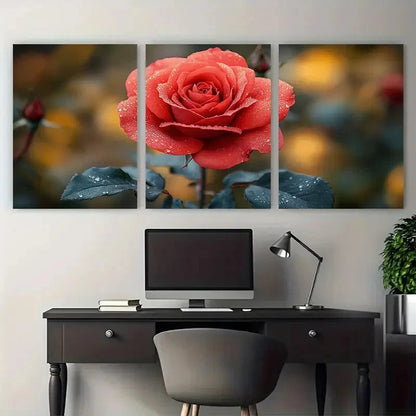 3pcs Elegant Red Rose Floral Décor Perfect Wall Art Set Canvas Framed 40x60cm - High Quality Print 100% Australian Made Wall Canvas Ready to Hang - Bella Home Decor
