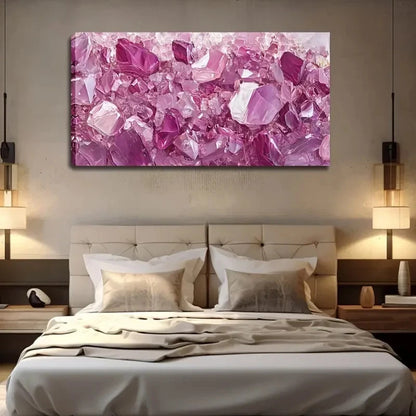 Purple Crystals Stack Abstract Wall Art Canvas Office Home Room Framed 120x60cm