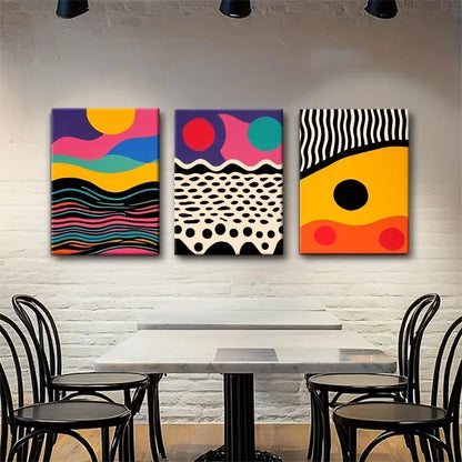 3pcs Abstract Colorful Geometric Patterns Metal Print Ready to Hang Art - Bella Home Decor