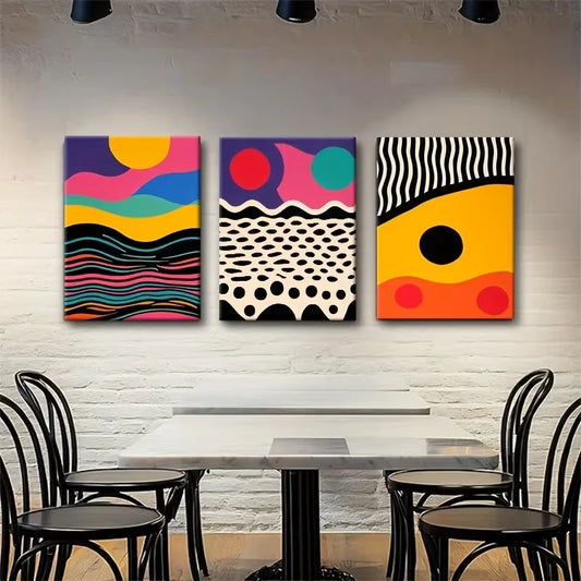3pcs Abstract Colorful Geometric Patterns Metal Print Ready to Hang Art