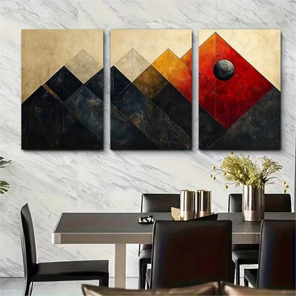 3pcs Marble Pattern Geometric Shape Collage Metal Print Ready to Hang Art