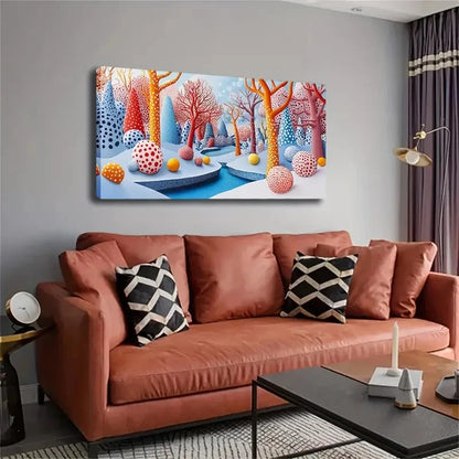 Vibrant Tree & Ball Design Wall Art Canvas Office Home Room Framed 120x60cm