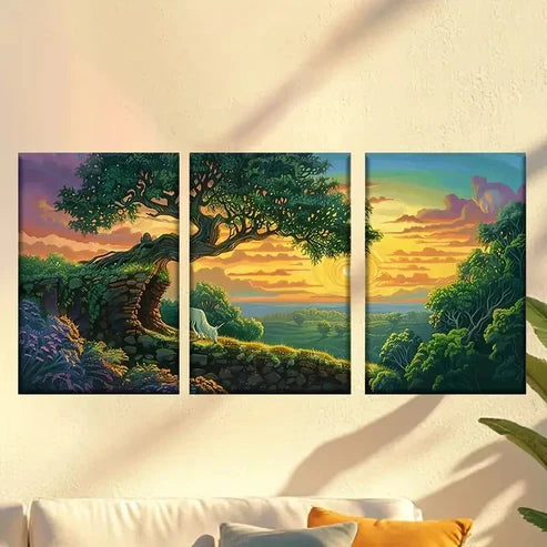 3pcs Fashion colorful sunset Wall Art Set Canvas Unframed - High Quality Print 100% Australian Made Wall Canvas