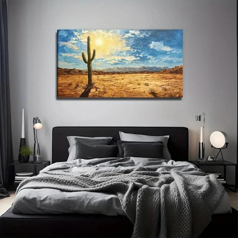 Aesthetic Decoration Cactus Wall Art Canvas Office Home Room Framed 120x60cm