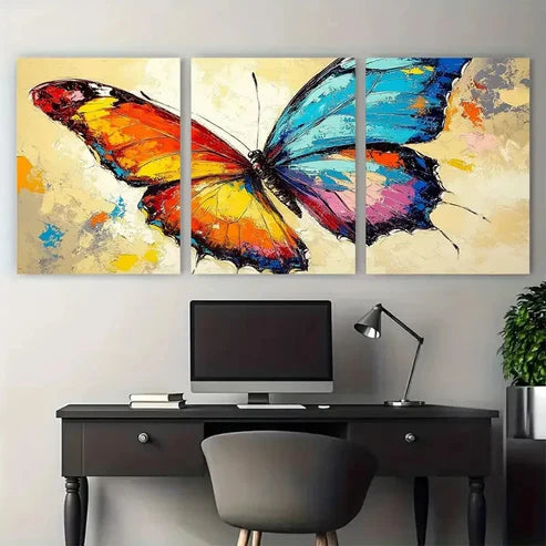 3pcs Abstract Giclee Colorful Butterfly Wall Art Canvas Unframed – High Quality Print 100% Australian Made Wall Canvas - Bella Home Decor