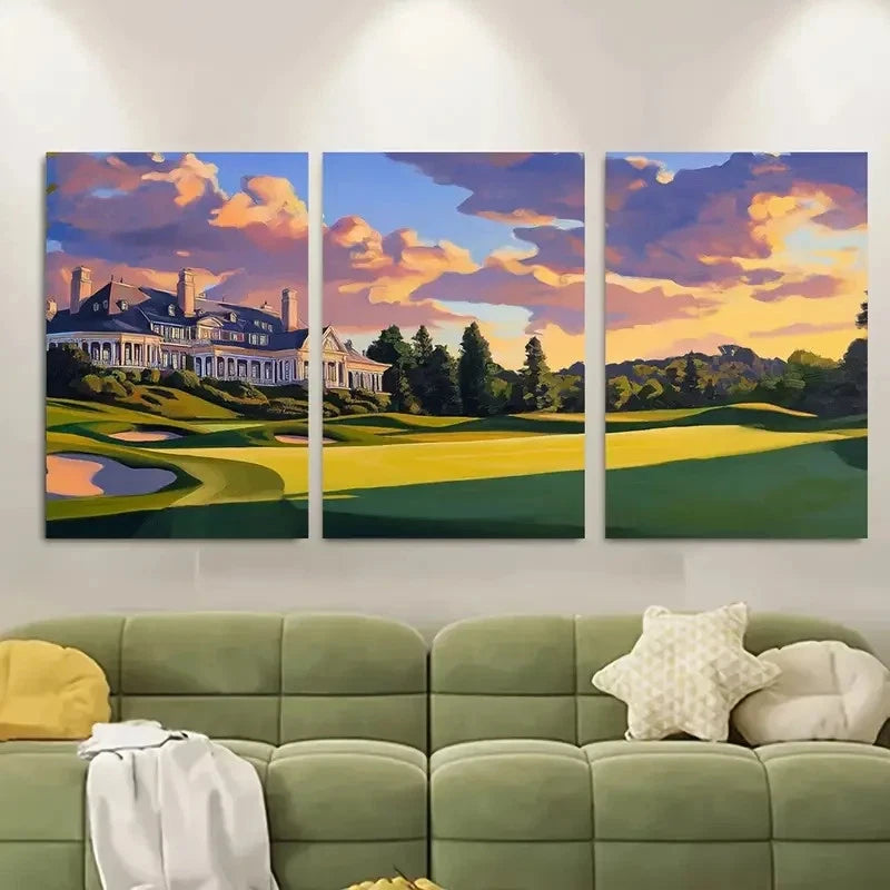 3pcs Congressional Golf Course Metal Print Ready to Hang Art - Bella Home Decor