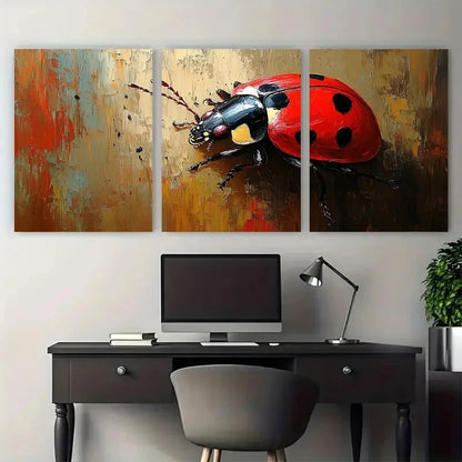 3pcs Ladybug Beetle Animal Insect Rustic Design Metal Print Ready to Hang Art - Bella Home Decor