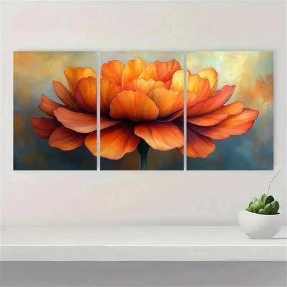 3pcs Marigold Flower Nature Perfect Wall Art Set Canvas Framed 50x70cm - High Quality Print 100% Australian Made Wall Canvas Ready to Hang