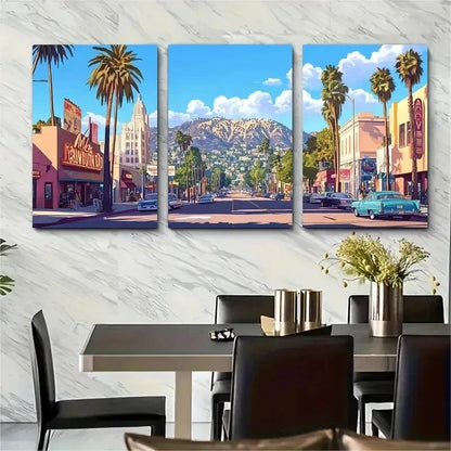 3pcs Vibrant Neon Signs & Palm Trees Perfect Wall Art Set Canvas Framed 50x70cm - High Quality Print 100% Australian Made Wall Canvas Ready to Hang