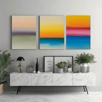 3pcs Color Block Abstract  Pastel & Vibrant  Wall Art Set Canvas Framed 60x90cm - High Quality Print 100% Australian Made Wall Canvas Ready to Hang - Bella Home Decor