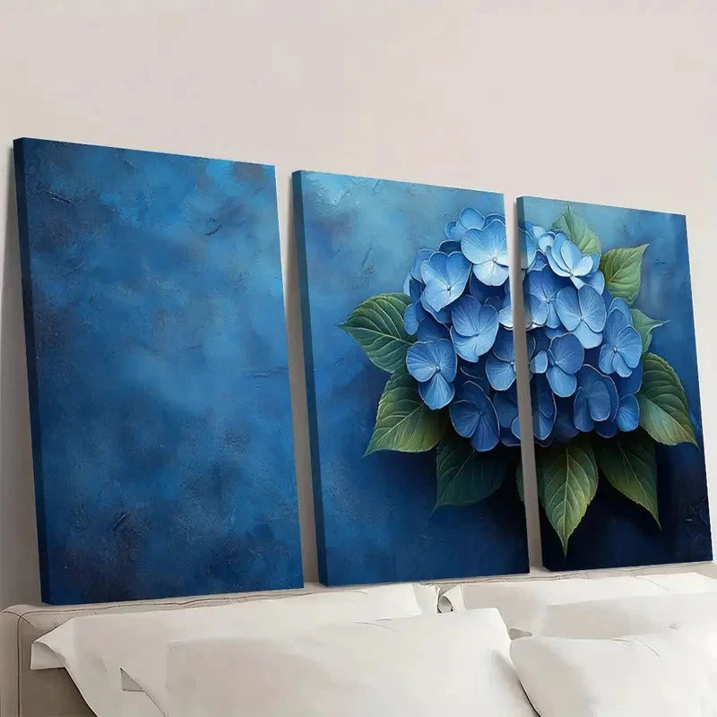 3pcs Blue Hydrangea FR  Wall Art Set Canvas Framed 40x60cm - High Quality Print 100% Australian Made Wall Canvas Ready to Hang - Bella Home Decor