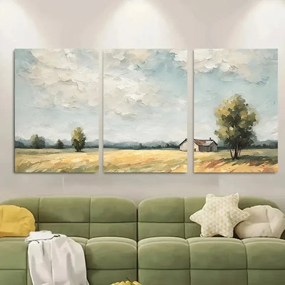 3pcs Countryside Field Summer Meadow Metal Print Ready to Hang Art - Bella Home Decor