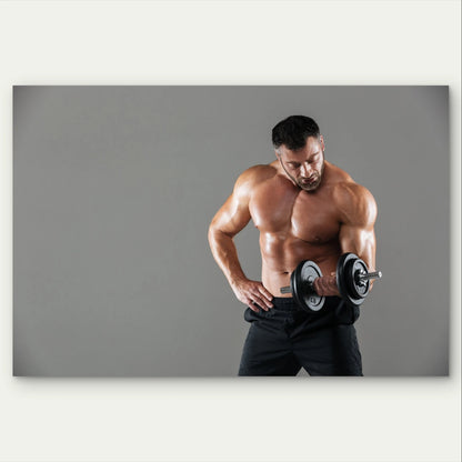 Athletic Man Curling a Dumbbell 5mm Plastic Poster Ready to Hang 90x60cm