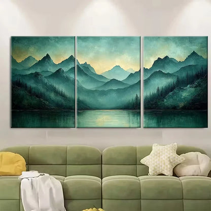 3pcs Abstract Mountain Oil Painting Metal Print Ready to Hang Art - Bella Home Decor