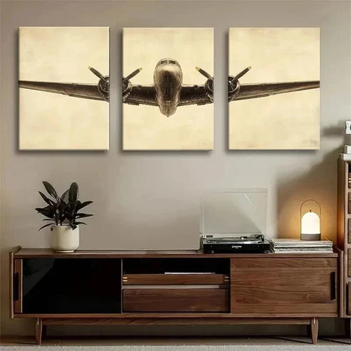 3pcs Vintage Airplane Retro Aviation Perfect Wall Art Canvas Unframed – High Quality Print 100% Australian Made Wall Canvas
