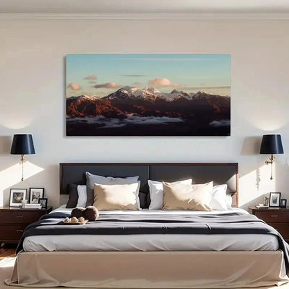 Majestic Mountains & Clouds Wall Art Canvas Office Home Room Framed 120x60cm