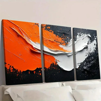 3pcs Orange & Black Abstract Designs Wall Art Canvas Unframed – High Quality Print 100% Australian Made Wall Canvas