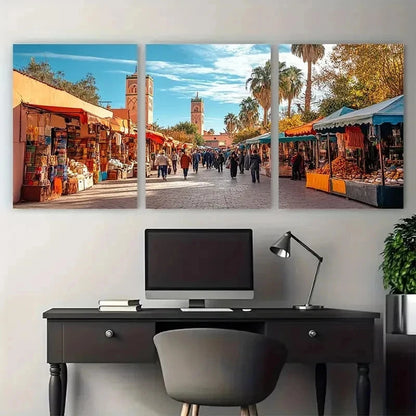3pcs Marrakech Travel Bohemian Perfect Wall Art Set Canvas Framed 60x90cm - High Quality Print 100% Australian Made Wall Canvas Ready to Hang