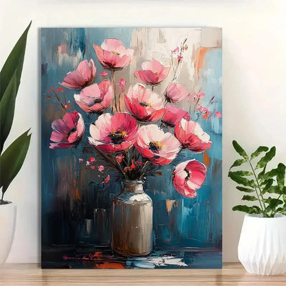 Beautiful Blue & Orange Abstract Background Painting 40x60cm Metal Print Ready to Hang
