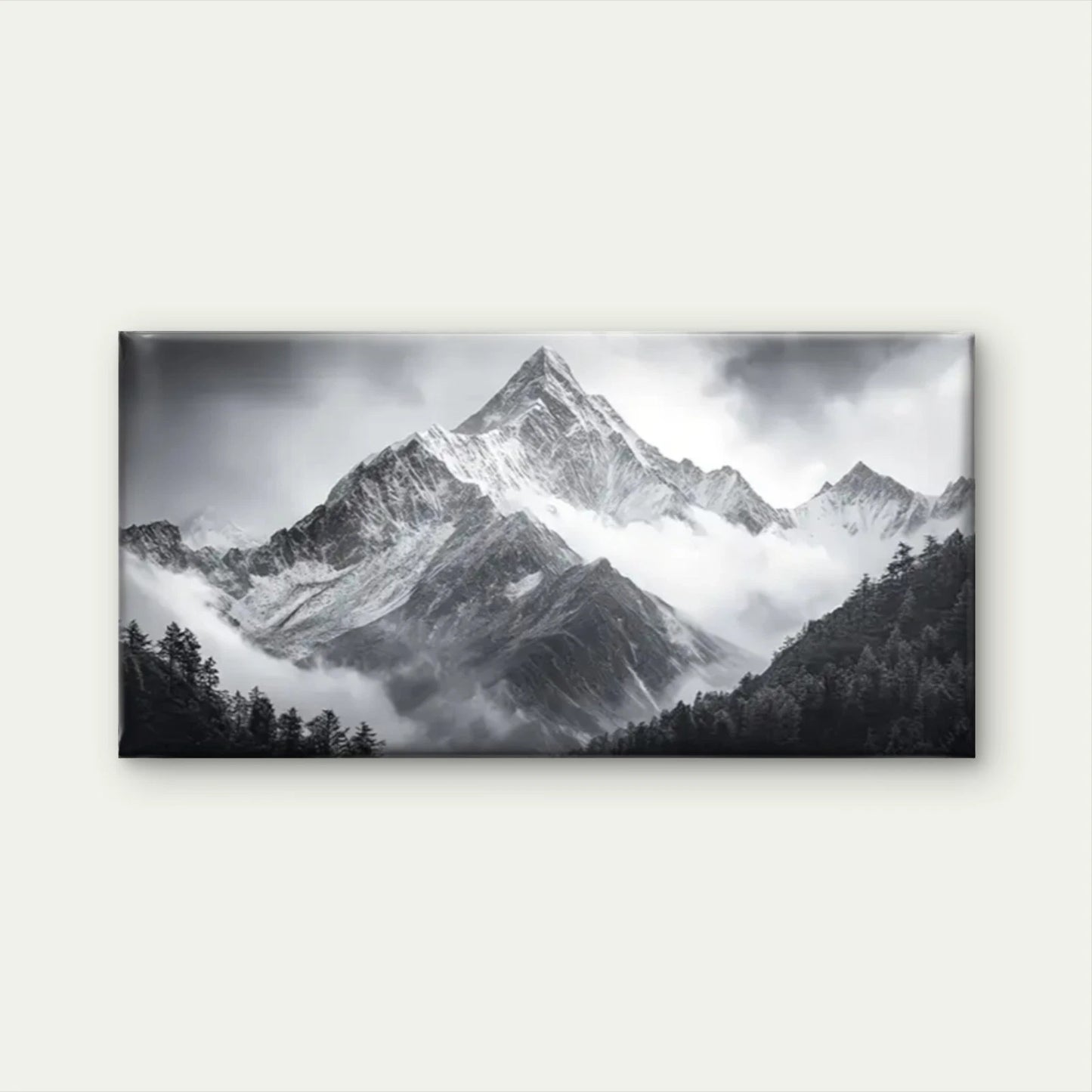 Mountain Covered Clouds Mist Wall Art Canvas Office Home Room Framed 120x60cm