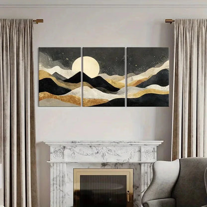 3pcs Abstract Landscape Art Night Sky Theme Metal Print Ready to Hang Art - Bella Home Decor