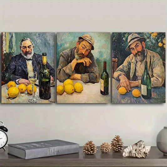 3pcs Drunk man Art Painting Metal Print Ready to Hang Art
