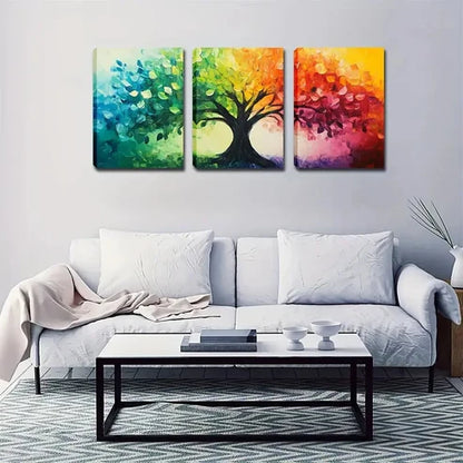 3pcs Colorful Tree Landscape Painting Wall Art Set Canvas Unframed - High Quality Print 100% Australian Made Wall Canvas