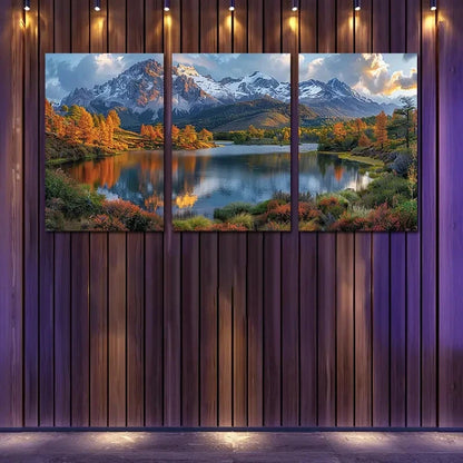 3pcs Mount Kilimanjaro Golden Autumn Colors Wall Art Set Canvas Framed 50x70cm - High Quality Print 100% Australian Made Wall Canvas Ready to Hang