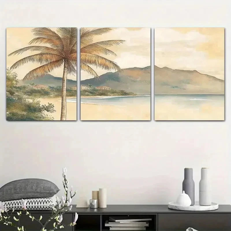 3pcs Featuring A Vintage Seaside Theme Artworks Metal Print Ready to Hang Art - Bella Home Decor