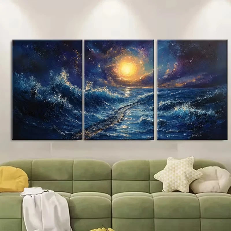 3pcs Fantasy Sea Tracks Metal Print Ready to Hang Art