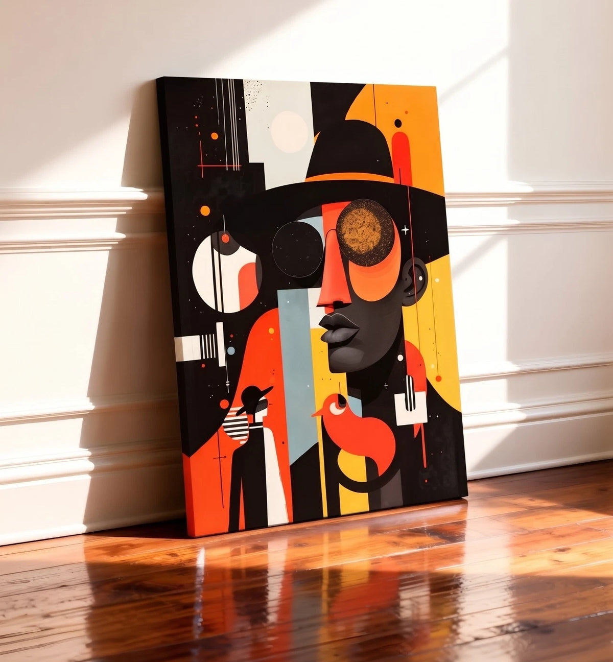 Boho Urban Abstract Geometric Man Portrait 40x60cm Metal Print Ready to Hang