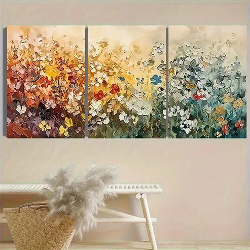 3pcs Autumn Leaves Wall Art Canvas Unframed - High Quality Print 100% Australian Made Wall Canvas - Bella Home Decor