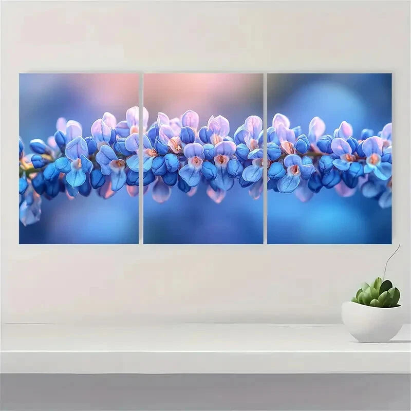 3pcs Wisteria Flower Art Painting Nature Art Metal Print Ready to Hang Art