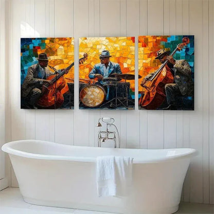 3pcs Abstract Jazz Musician Mosaic Perfect Wall Art Canvas Unframed - High Quality Print 100% Australian Made Wall Canvas - Bella Home Decor