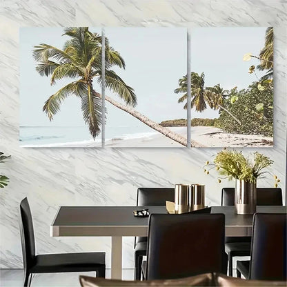 3pcs Palm Trees Tropical Beach Metal Print Ready to Hang Art