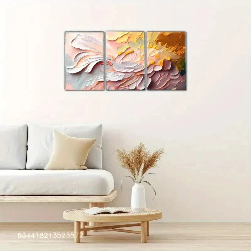 3pcs Abstract Oil Painting Style Posters Metal Print Ready to Hang Art - Bella Home Decor