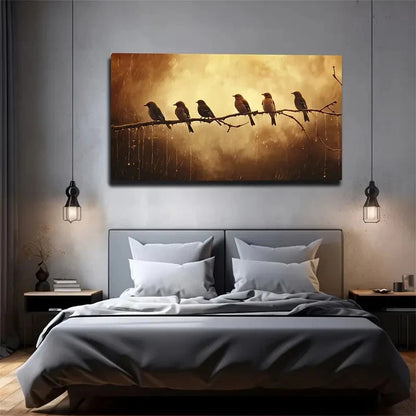 A Bird Perches On A Branch Wall Art Canvas Office Home Room Framed 120x60cm