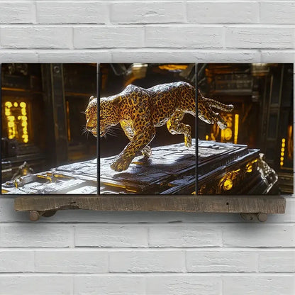3pcs Leopard on the Roof Triptych Metal Print Ready to Hang Art - Bella Home Decor