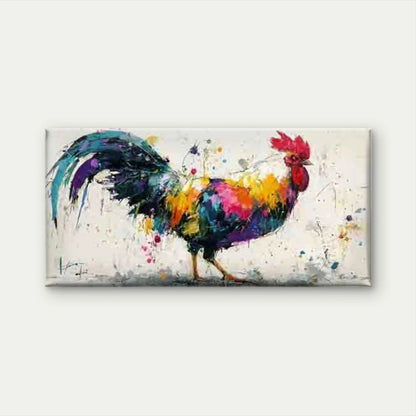 Vibrant Abstract Rooster Wall Art Canvas Office Home Room Framed 120x60cm