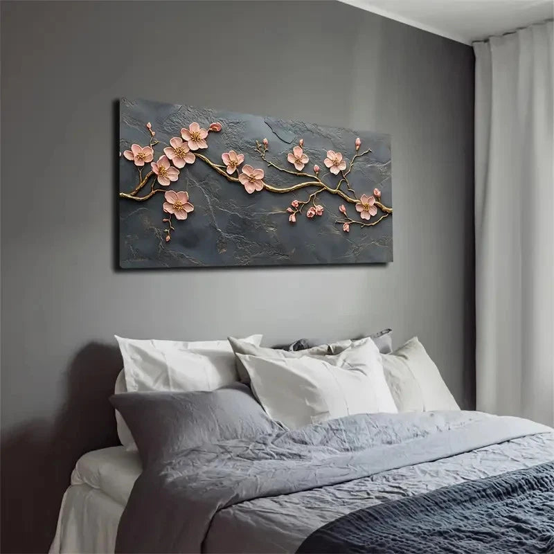 Modern Pink Cherry Blossoms Wall Art canvas office home room framed 120x60cm